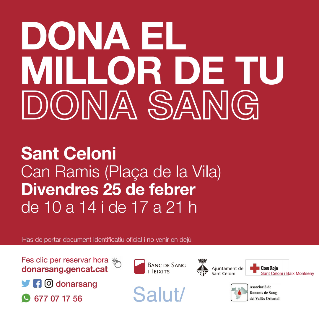Donació de sang. Cal reservar hora