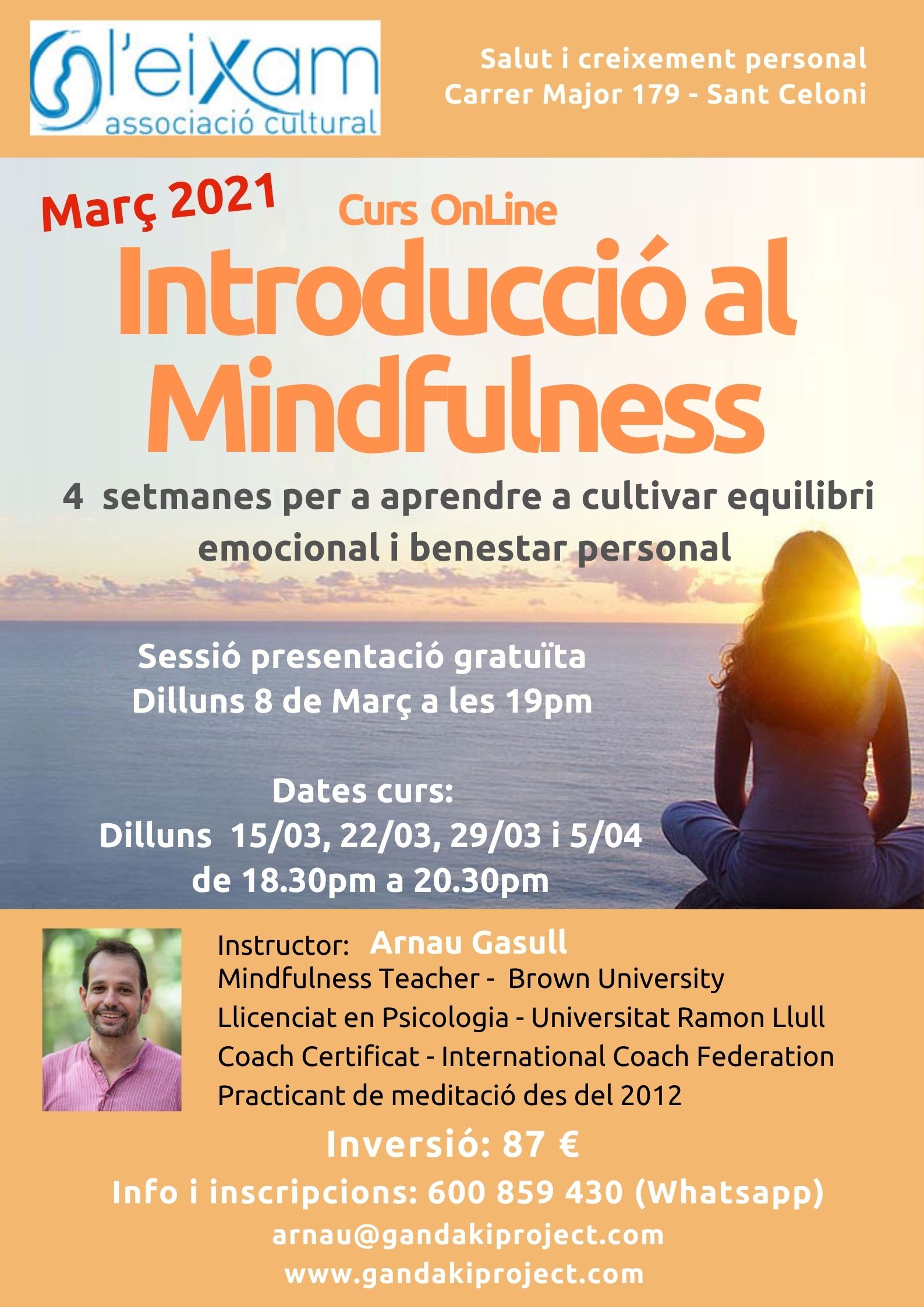 Presentació del curs en línia d'introducció al Mindfulness