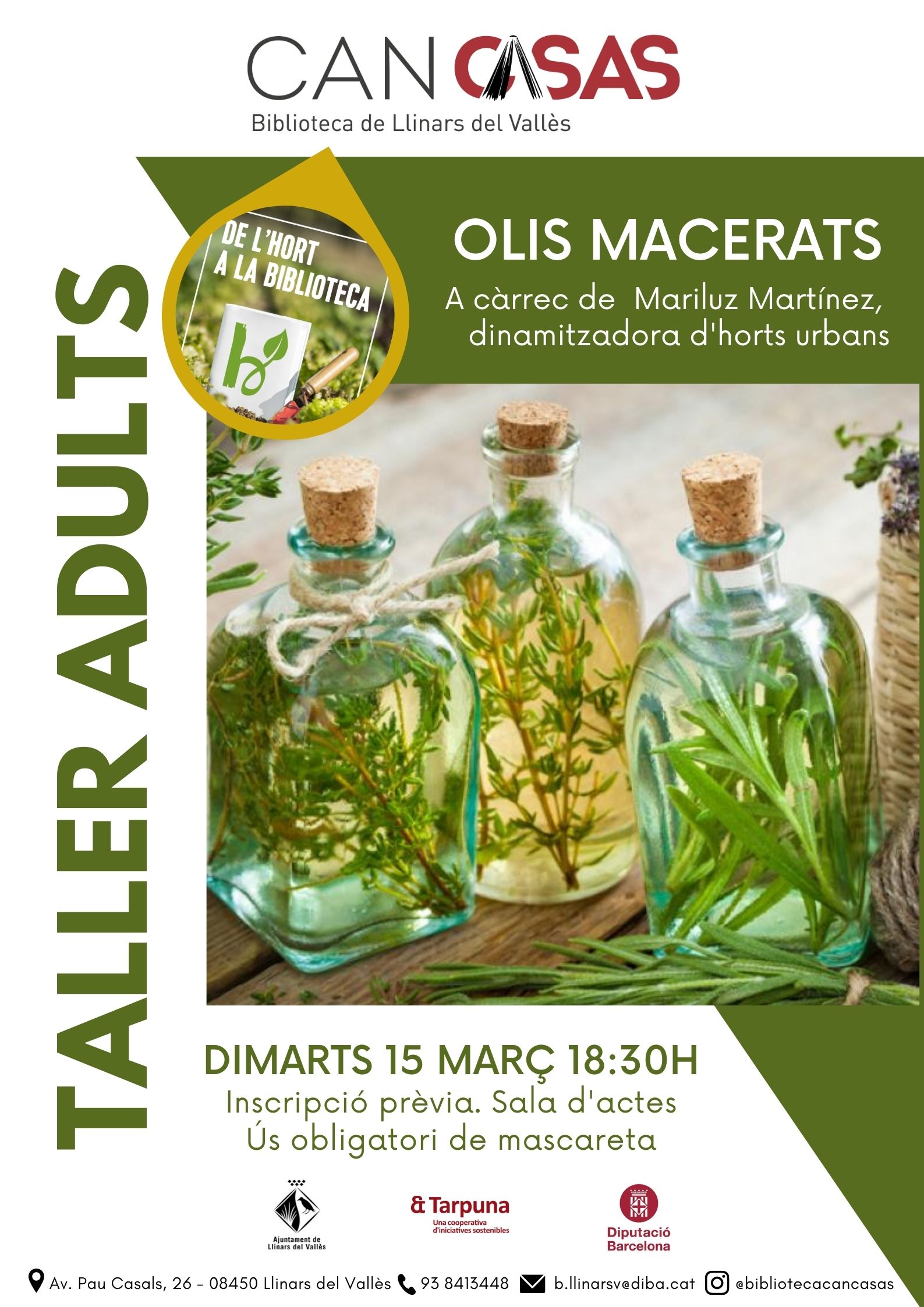 Taller per a adults a la Biblioteca "Olis macerats"