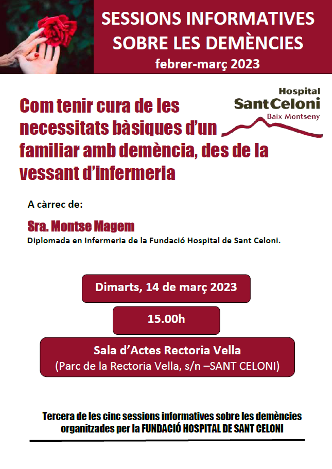 Sessió informativa sobre les demències: Com tenir cura de les necessitats bàsiques d'un familiar amb demència