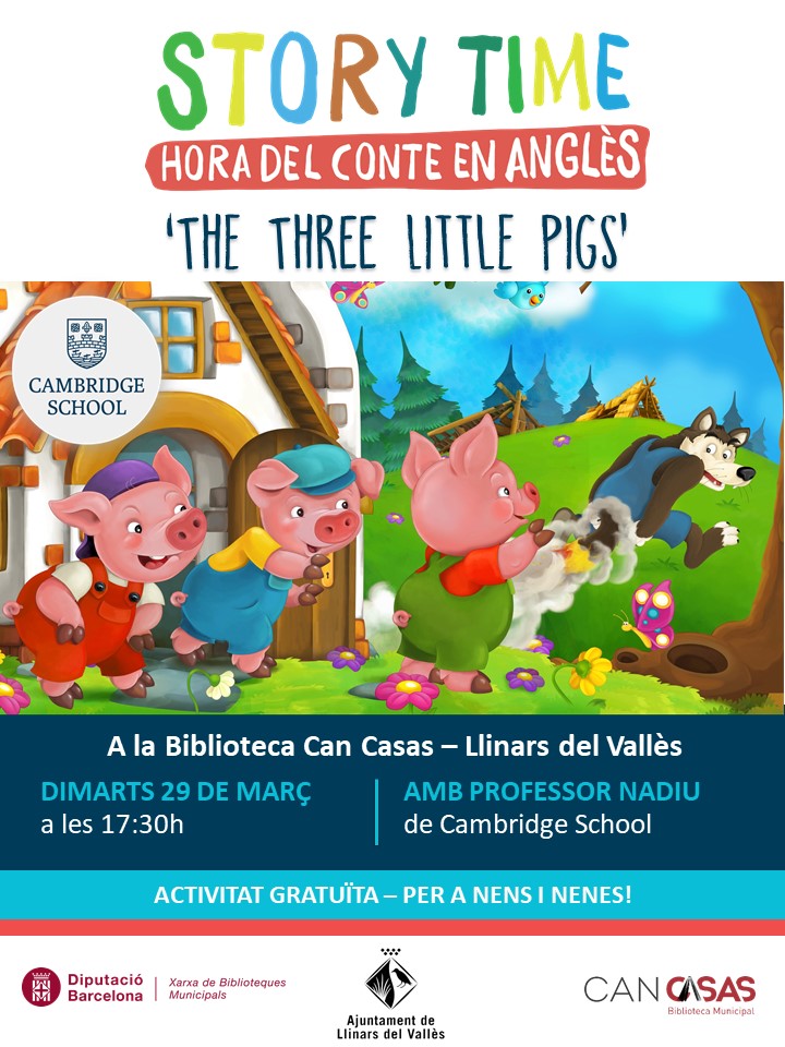 Hora del conte en anglès a la Biblioteca "The three little pigs"