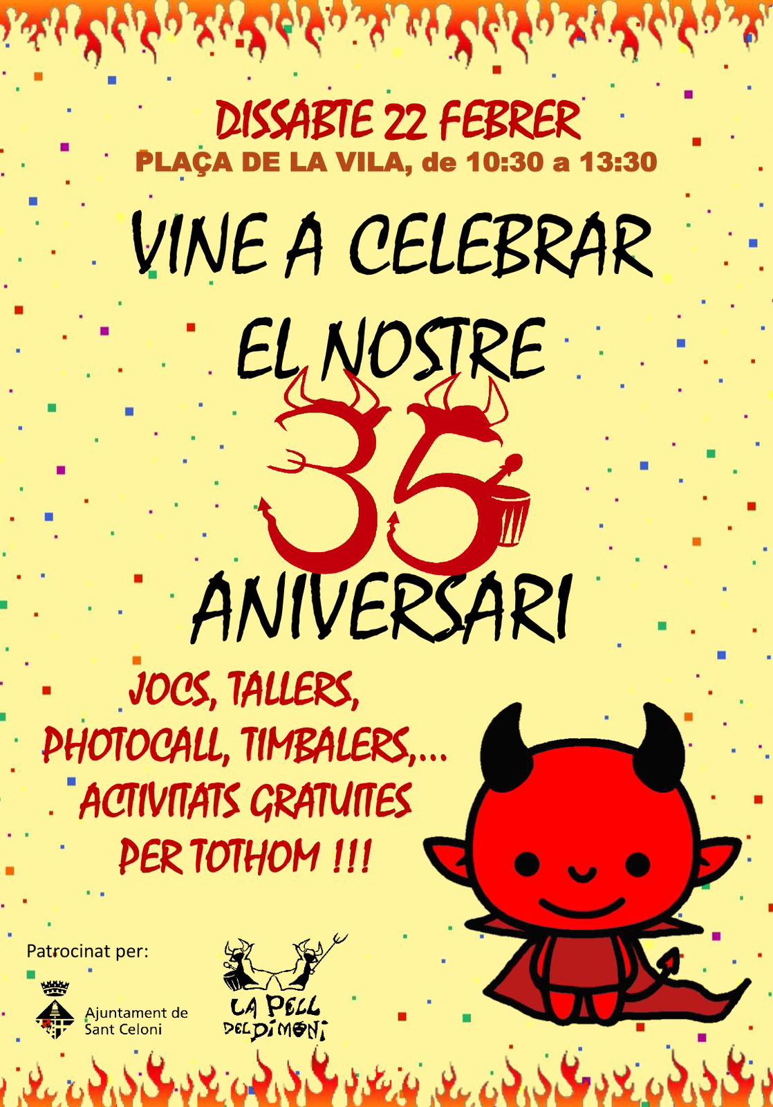 El Dimoniet, actes de celebració dels 35 anys de La Colla de Diables de Sant Celoni
