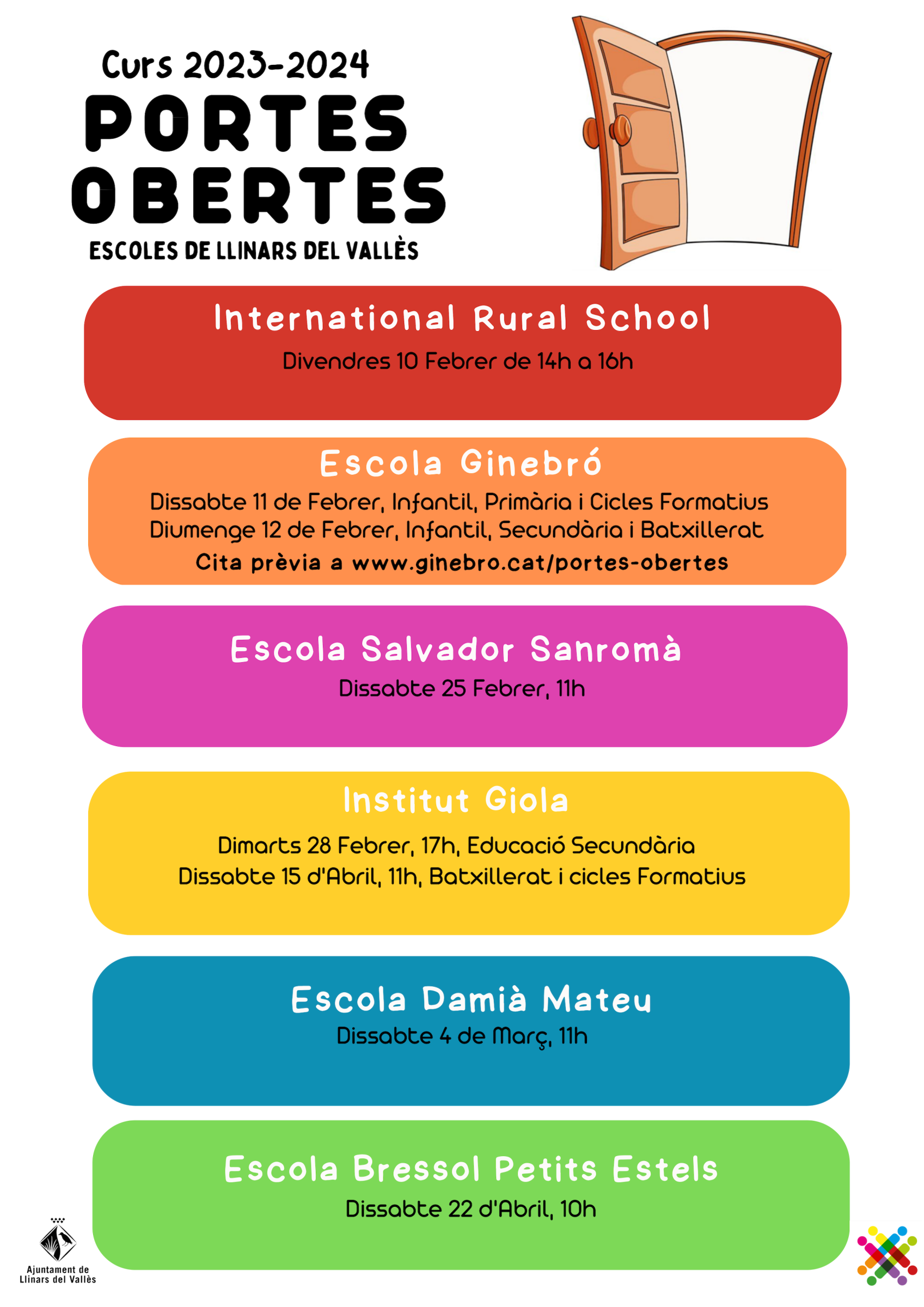 Portes Obertes curs 2023-24 - escoles de Llinars