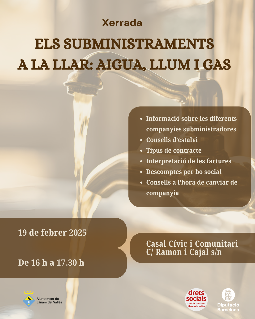 Xerrada: Els subministraments a la llar: aigua, llum i gas