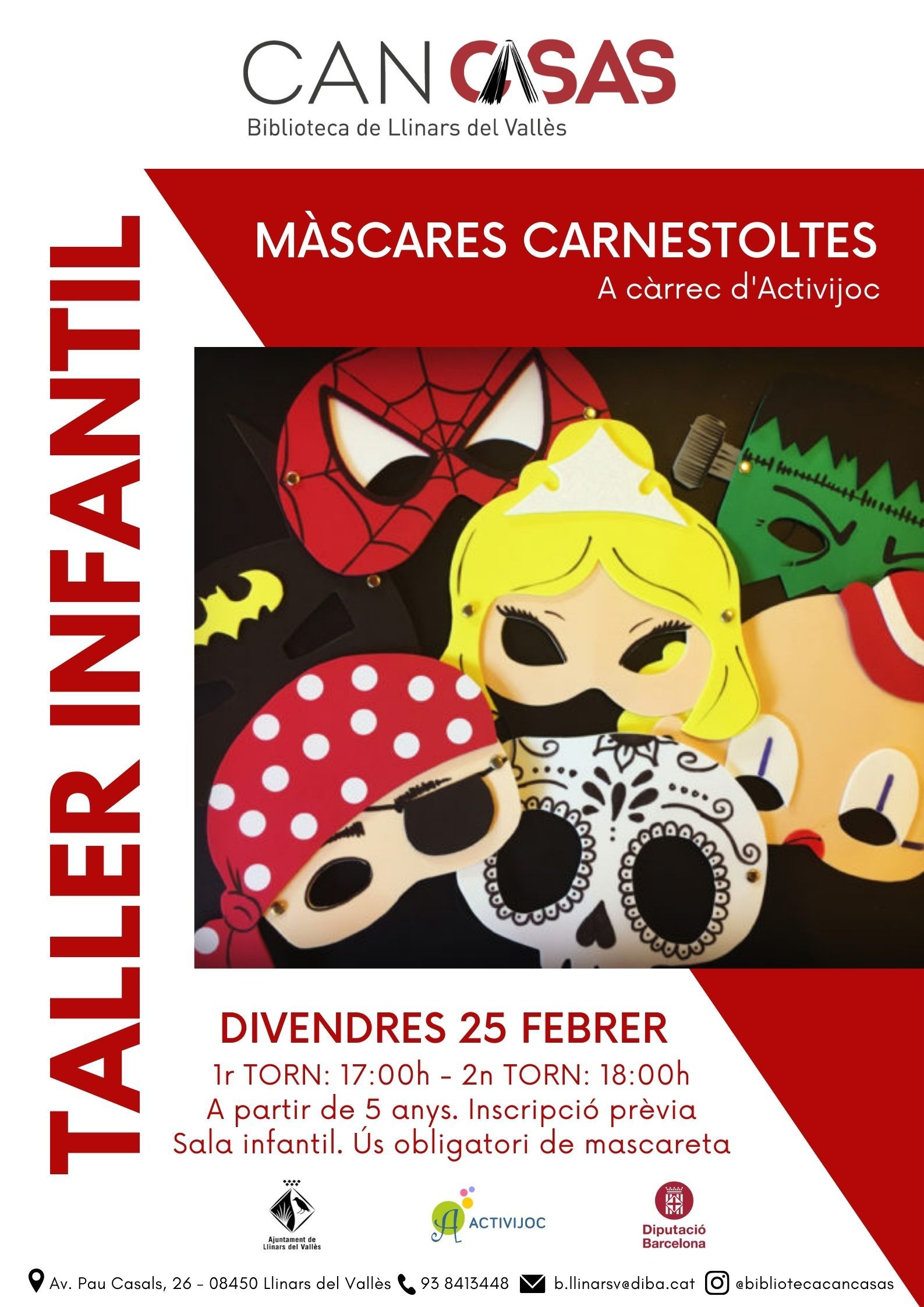 Taller infantil a la Biblioteca "Màscares de Carnestoltes"