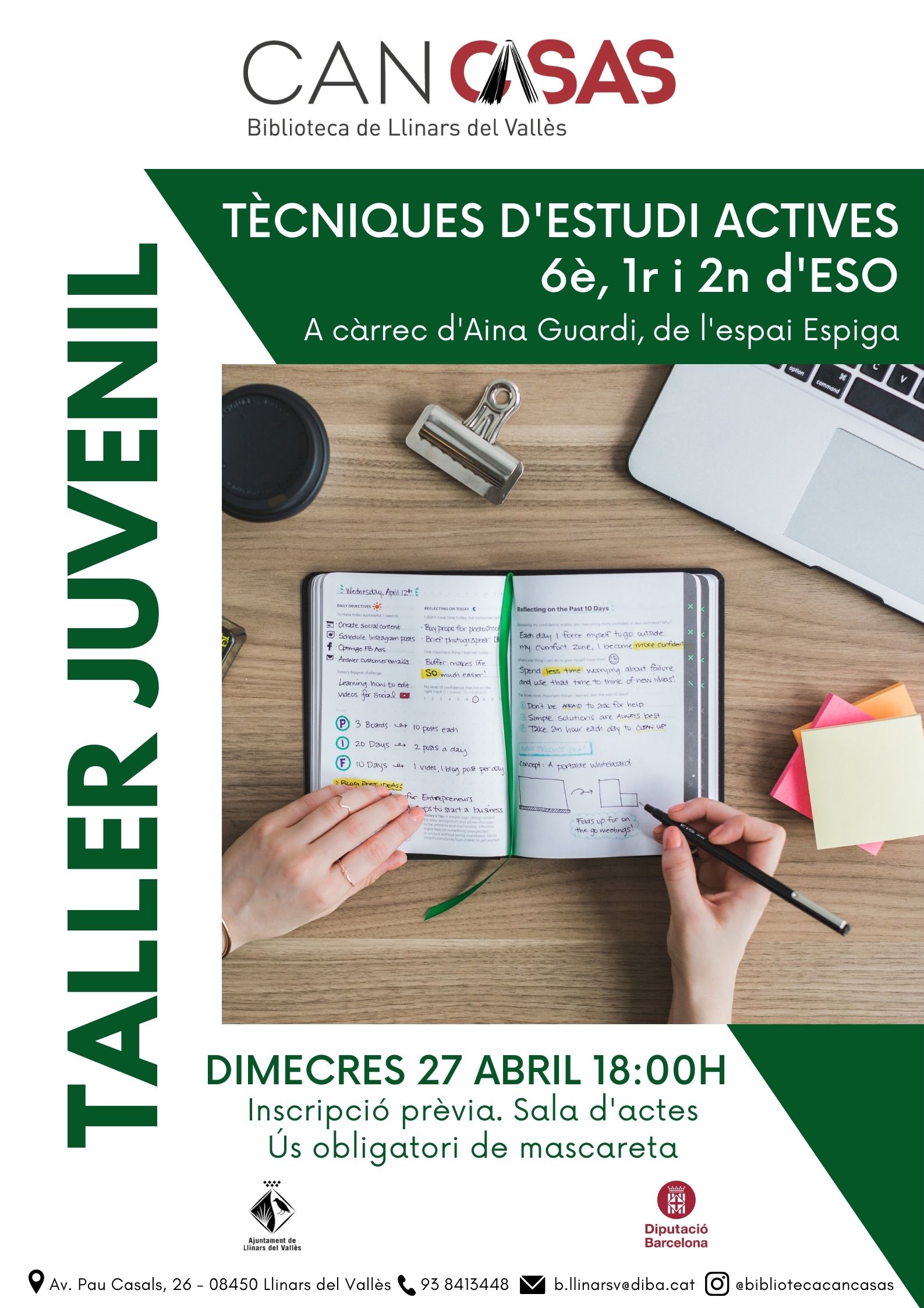 Taller juvenil - Tècniques d'estudi actives 6è, 1r i 2n d'ESO