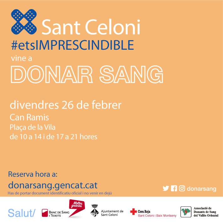 Donació de sang. Cal reservar hora