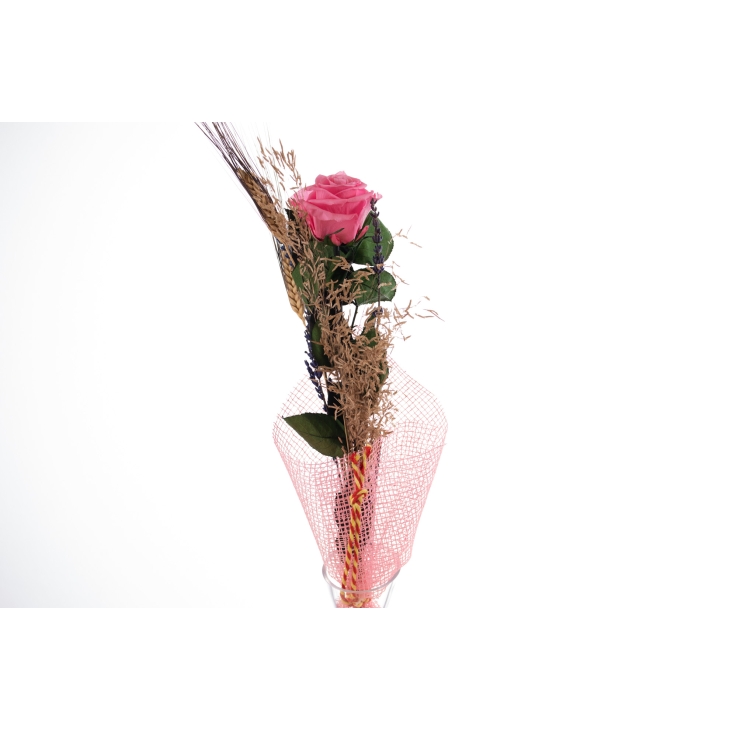 Rosa liofilitzada rosa de Sant Jordi + gerro vidre